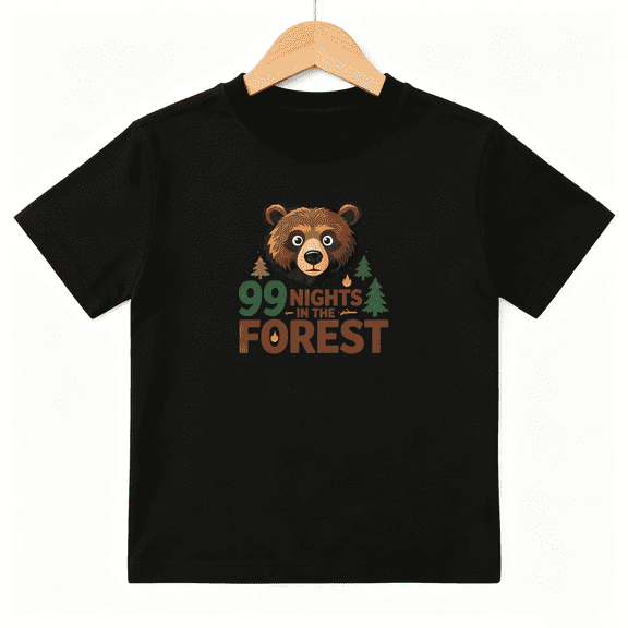 99 Nights In The Forest Bear Boys Graphic Tees Outdoor Kids T-Shirt 100% Cotton Short Sleeve Tops Ages 4-13Y
