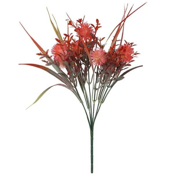 Cateissary Fondo decorativo de rama de flores artificiales, de simulación DIY, adorno de ramo de plantas, tallo largo, decoración de Decoración Rojo