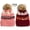 2 Pack- Red & Pink, variant on Newbee Fashion - Women Winter soft Knitted Beanie Hat Faux Fur Pom Pom Beanie Hat with Warm Fleece Lined Extra Thick Skull Slouchy Cable Knit Hat Ski Cap Multi-Color Bohemian Stripe Stylish & Warm