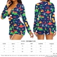 thumbnail image 2 of Mono Con Estampado De Dinosaurios Mono ajustado para mujer Mamelucos navideños elásticos Estilo sexy Casual para Año Nuevo Kuymtek L Azul para Mujer, 2 of 9