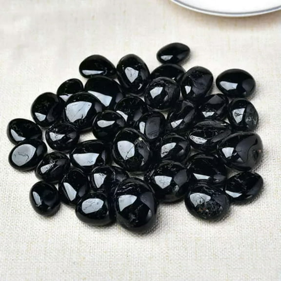 HOOUN 100g Polished Black Tourmaline Crystal Tumbled Gemstones Healing Wholesale Bulk-3-5cm (Random)-100g