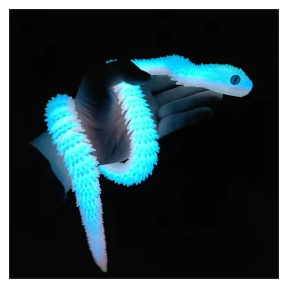 1pc 60CM luminous 3D Printed Snake Movable Joint Simulation Snake Action Figures Home Office Desktop Ornament Birthday Gifts