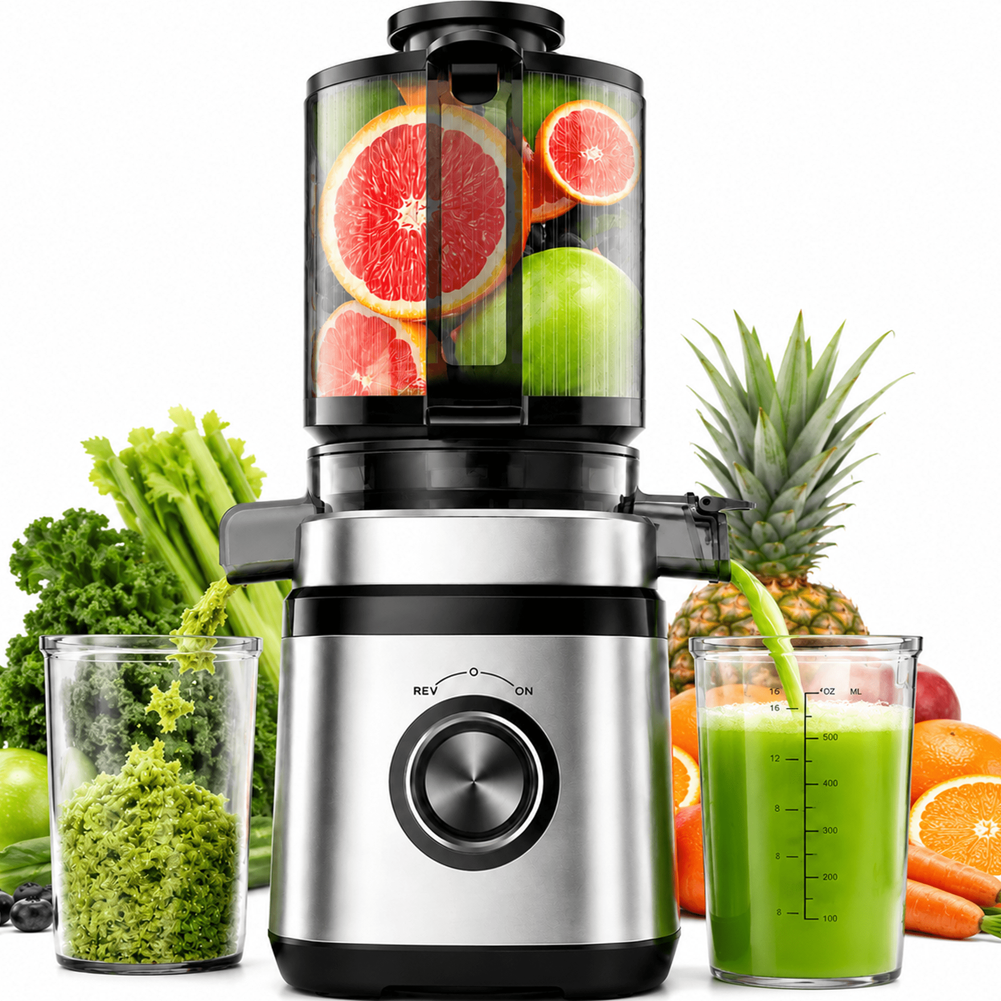 NIUTA® Juicer Machines, 4.41"-arge Wide Feed Feed Chute Masticating Cold Press Juicer, 350W Slow Masticating Juicer for Whole Fruits and Vegetables, High Juice Yield Juice Extractor Machine