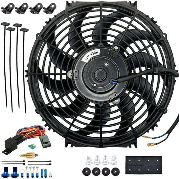 12-13 Inch 90w Electric Cooling Fan Grounding Thermostat Temp Switch Kit