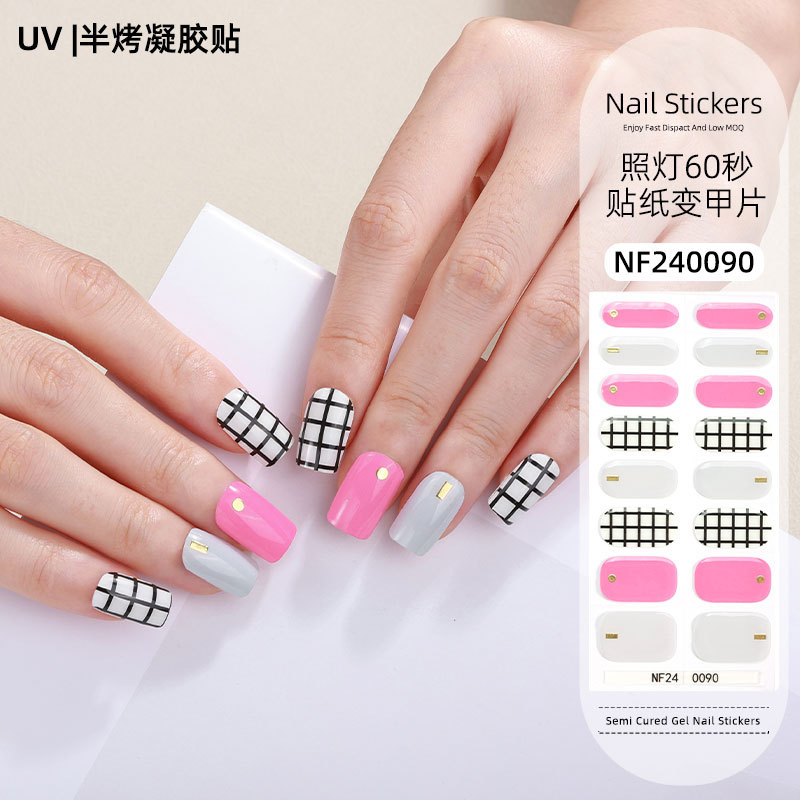 Gel nail stickers UV second generation semi-baked semi-cured nail stickers-NF240090