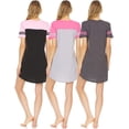 thumbnail image 4 of 3 Pack: Woman's 100% Cotton Soft Printed Short Sleeve Sleep Dress Night Gown Pajama Shirt Large, Set A, 4 of 7