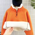 thumbnail image 4 of EnJoCho Kids Half Zip Sweatshirt Fleece Lined Toddler Pullover Sherpa Stand Collar Letter Embroidery Long Sleeve Warm Winter Weather Top for Boys Girls, 4 of 5