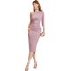 thumbnail image 1 of Vestido midi fruncido con un hombro descubierto, manga 3/4 para mujer Rosa (Dusty Pink) M Rosa (Dusty Pink) M Xishao ropa, 1 of 2