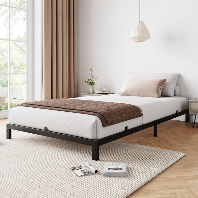 OUYAWEI 6 Inch Full Bed Frame,Metal Platform Support Mattress Foundation No Box Spring Needed Easy Assembly Noise Free Heavy Duty,TWIN
