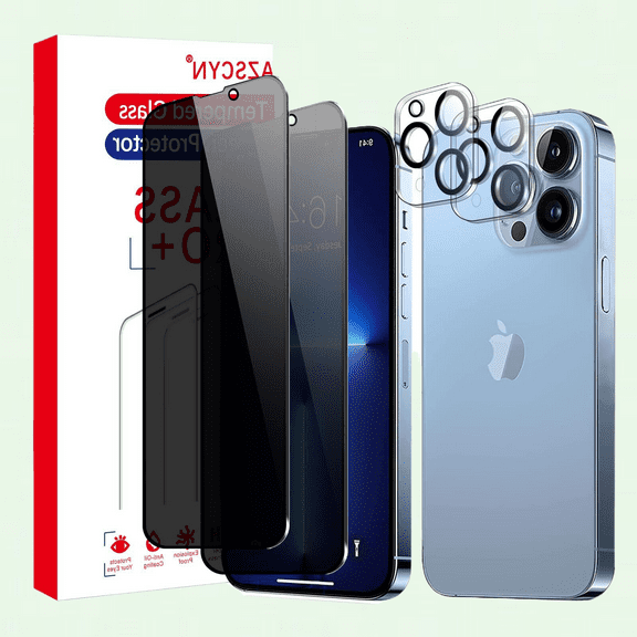iPhone 13 Pro Max Screen Protector   [2 Pack] Anti-Spy Camera Lens Protector, Double Protection Tempered Glass Film