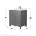 thumbnail image 5 of Wyndham Collection Beckett 30" Wood Single Bathroom Vanity in Gray/Gold, 5 of 6