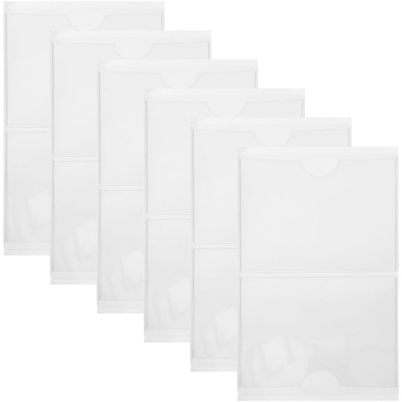 Luxshiny 12-Pack Clear Self-Adhesive Index Card Pockets, Rectangular Plastic Sleeves for Office, School, and Card