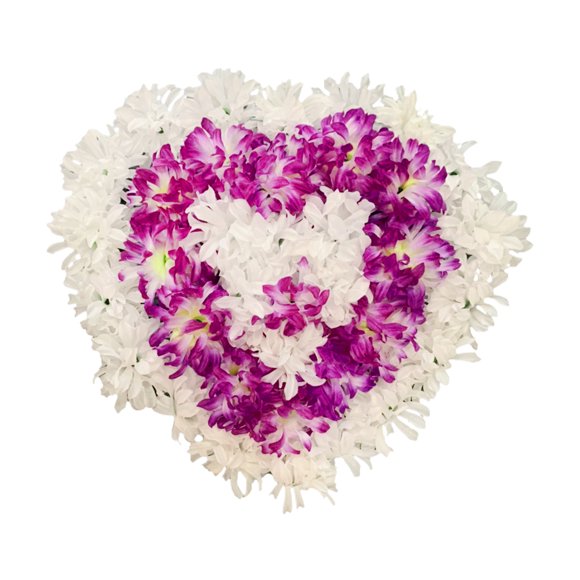 Heart shape: purple + white imitation chrysanthemum lily wreath cemetery flower/back-plastic ring, flower-silk cloth/overall 50cm, back 35cm/(39*39*5,420)