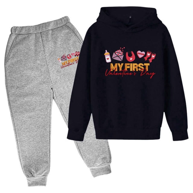 Fshinging Boy Gift Clothes Valentine'S Day Plus Size Pullover Tops And Sweatpants 2 Piece Set Ensemble Vêtements Garçon