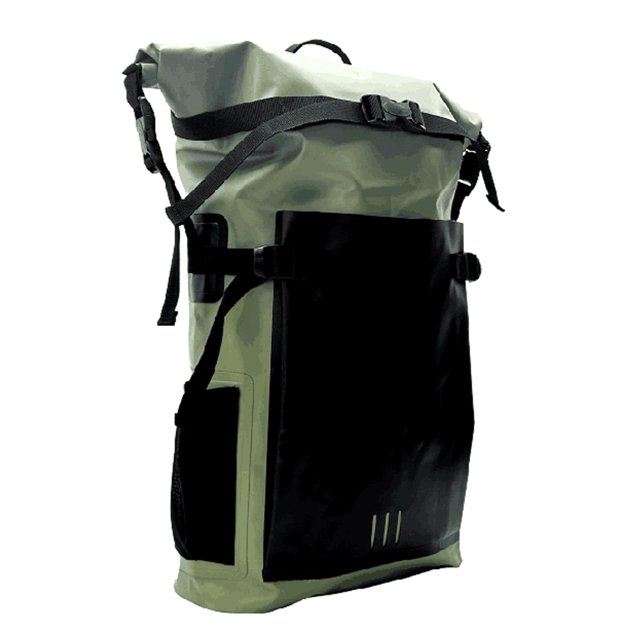 Tignapoo 30L IPX6 Waterproof PVC Backpack for Outdoor Adventures, Military Green, Large Capacity with Dry-Wet Separation Design