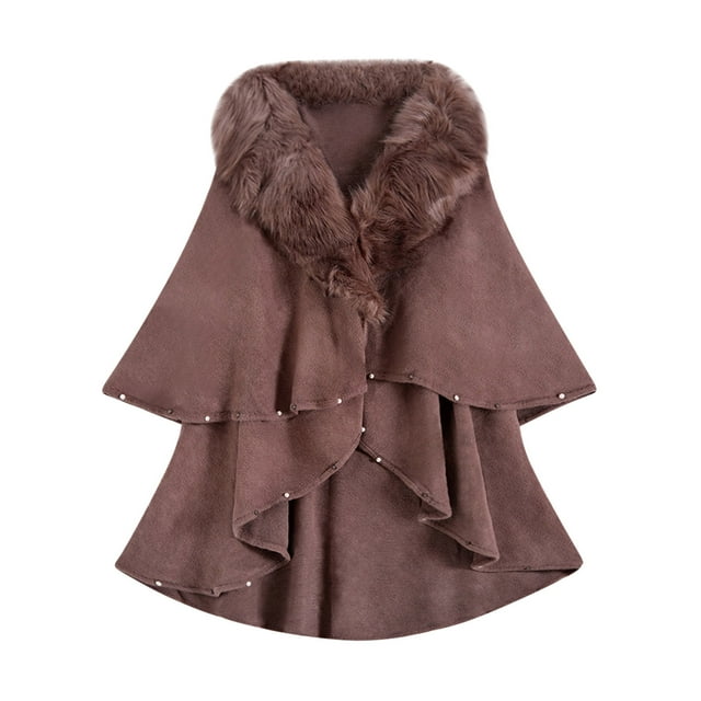 Lovzfmll Women's Cape Cardigan, Solid Color Shawl Collar Plus Size Loose Jacket Red, Free Size