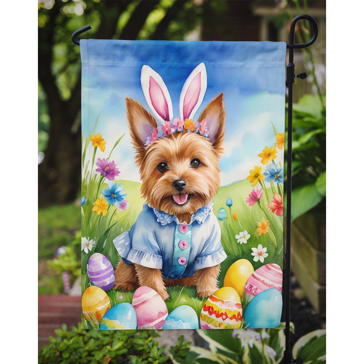 Norwich Terrier Easter Egg Hunt Garden Flag 11.25 in x 15.5 in