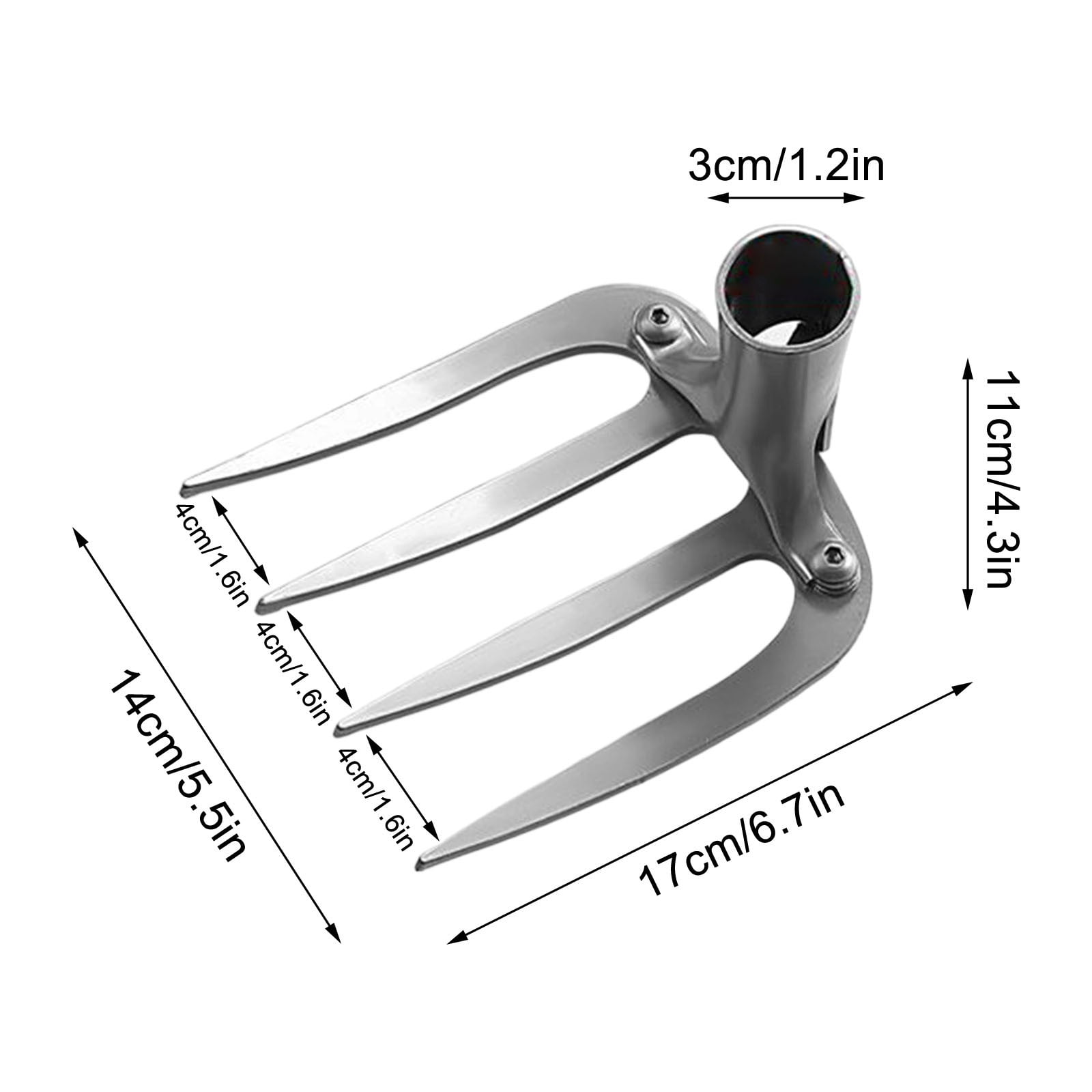 Steel 4-Tine Garden Cultivator Rake – All-Iron Thickened Tiller for Soil Loosening and Weeding(A)