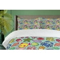 thumbnail image 3 of Ambesonne Fish Duvet Cover Sets, Cartoon of Marine Animals Fun, 2-Queen, Seafoam and Multicolor, 3 of 6