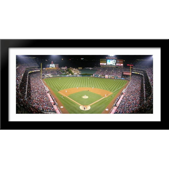 Angel Stadium of Anaheim 40x20 Large Black Wood Framed Print Art - Home of the Los Angeles Angels of Anaheim