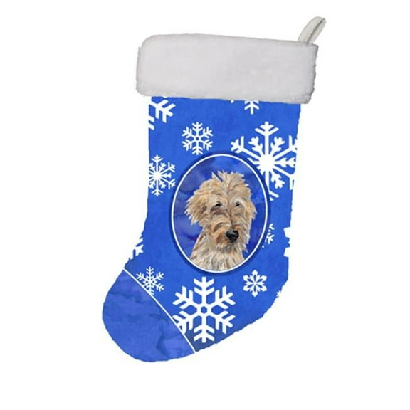 11 x 8 In. Golden Doodle Winter Snowflakes Christmas Stocking