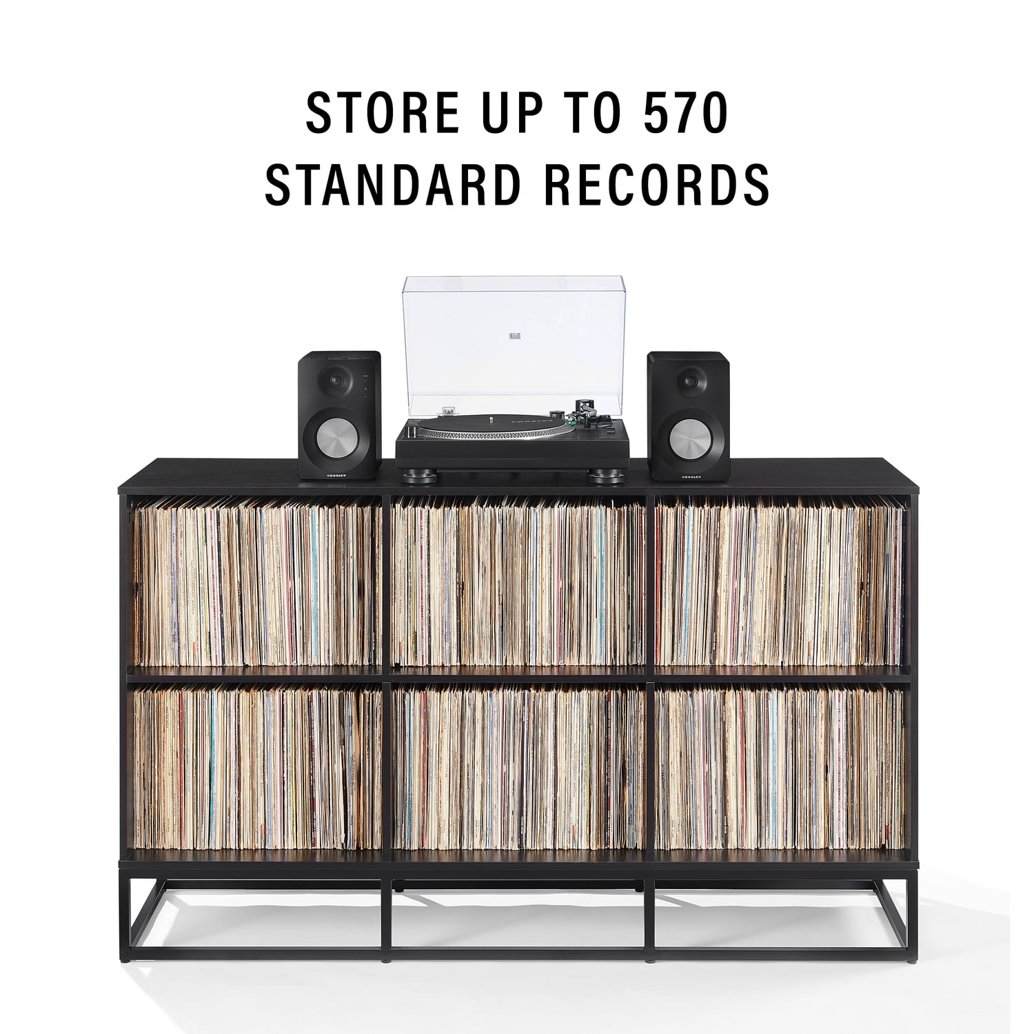 Crosley Furniture Enzo 6 Cube Record Storage Media Stand in Black