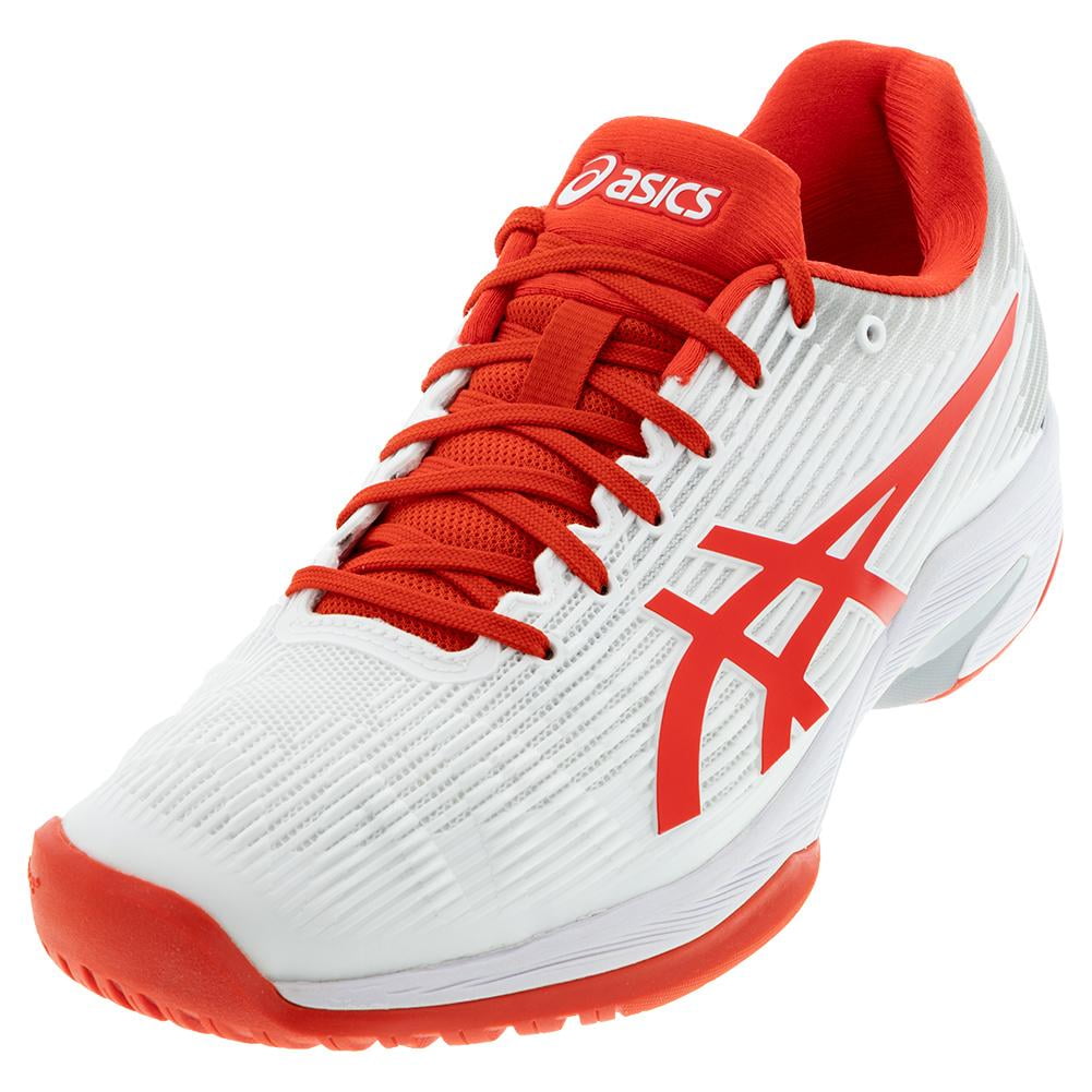 Asics Women`s Solution Speed FF Tennis Shoes White and Fiery Red (  ) -  