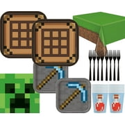 Unique Disposable Plates Napkins Forks Cups Table Cover Minecraft Party Supply Set
