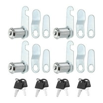 Uxcell 1-1/8" Zinc Alloy Cabinet Cam Locks Keyed Different for File Drawer Mailbox, Silver Tone 4 Pack