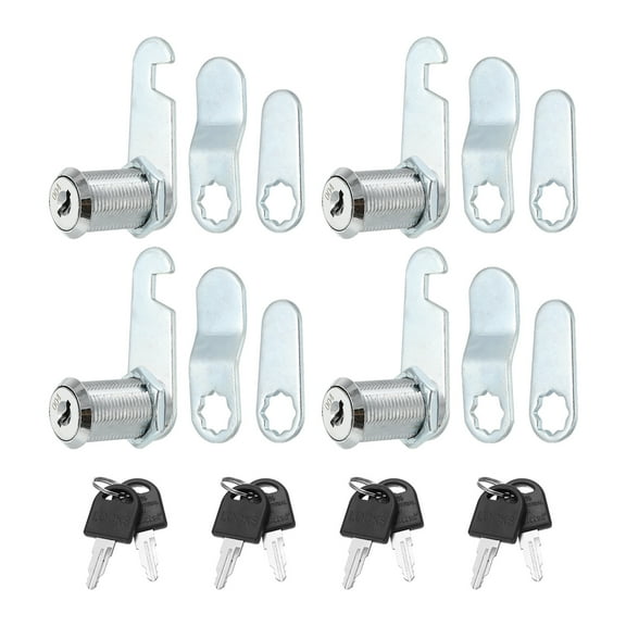 Uxcell 1-1/8" Zinc Alloy Cabinet Cam Locks Keyed Different for File Drawer Mailbox, Silver Tone 4 Pack