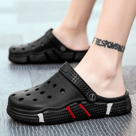 

HOLEX Mens Clogs Garden Shoes Beach Slippers Swimming Slip Resistant Slippers for Men Clogs Foam Runner Shoe Comfortable EVA Sandals Sliders Vermillion Flax Soot Onyx Black Bone Non-Slip Water Shoes