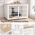 thumbnail image 3 of YOKWOK 48 Inch Large Furniture-Style Dog Crate, Heavy Duty Chew-Proof Metal Dog Cage with Water Resistant Wooden Top & Double Lock Doors, XL Indoor Dog Kennel for Large Dogs, White, 3 of 7