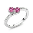 thumbnail image 2 of Gem Stone King 925 Sterling Silver Pink Moissanite Bypass Ring for Women (0.70 Cttw, Gemstone Birthstone, Round 4MM, Available in Size 5, 6, 7, 8, 9), 2 of 4