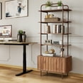thumbnail image 6 of Weselon 5 Tier Open Display Shelves with Doors , Arched Design, Adjustable Shelves and Doors Storage, Adjustable Foot Pad, Brown, 6 of 7