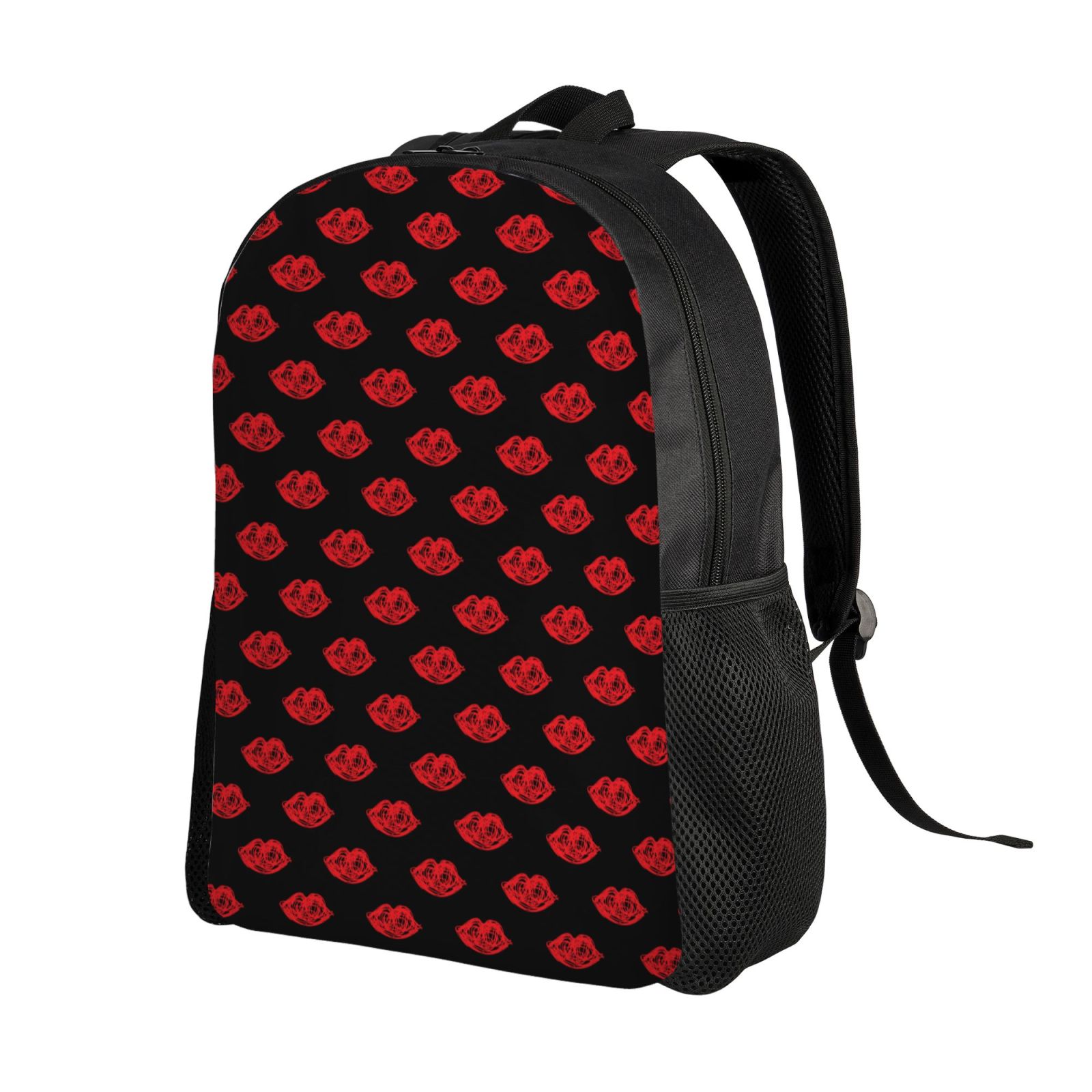 Xecao Red Beautiful Lips Print School Backpack with Laptop Compartment Small Travel Laptop Backpack for Women Men Waterproof College Backpack Simple School Bag