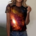thumbnail image 2 of TINZ Titre : T-Shirt à Col Rond à Manches Courtes à Imprimé Galaxie pour Femmes T-Shirt Rayé pour Femmes Chandails d'Entraînement pour Femmes Chandails Unis Simples Femmes, 2 of 4
