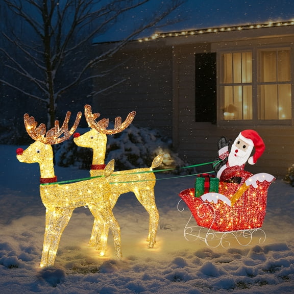UBesGoo LED Reindeer Set, Outdoor Christmas Light Display for Holiday Yard Decor