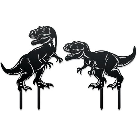 Iron Garden Stakes for Outdoor Garden Decoration Dinosaur 205~269x250~300x1.2mm 2pcs/set
