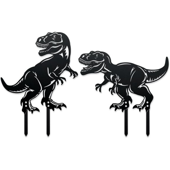 Iron Garden Stakes for Outdoor Garden Decoration Dinosaur 205~269x250~300x1.2mm 2pcs/set