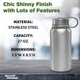 thumbnail image 4 of Vacuum Stainless Steel Water Bottles 27 oz. Set of 10, Bulk Pack - Reusable, Great for Gym, Hiking, Cycling, and For School - Silver, 4 of 5