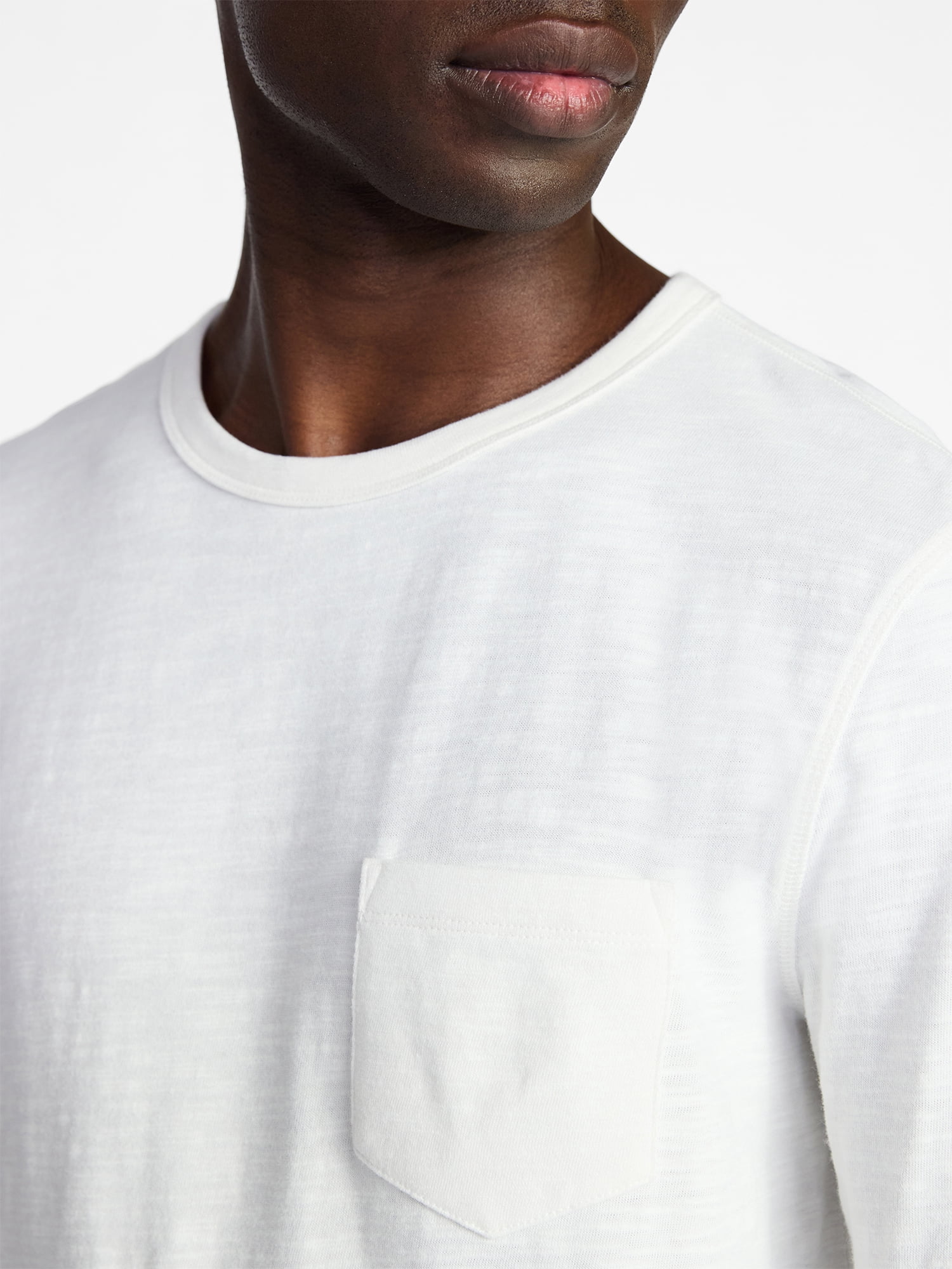George Men's and Big Men's Slub Pocket Crewneck Tee with Long Sleeves, Size XS-3XL