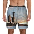 thumbnail image 2 of Picia Elephant Giraffe pattern Mens Swim Trunks with Compression Liner Stretch Beach Shorts Quick Dry with Zipper Pockets No-Chafing Board Shorts-Medium, 2 of 9