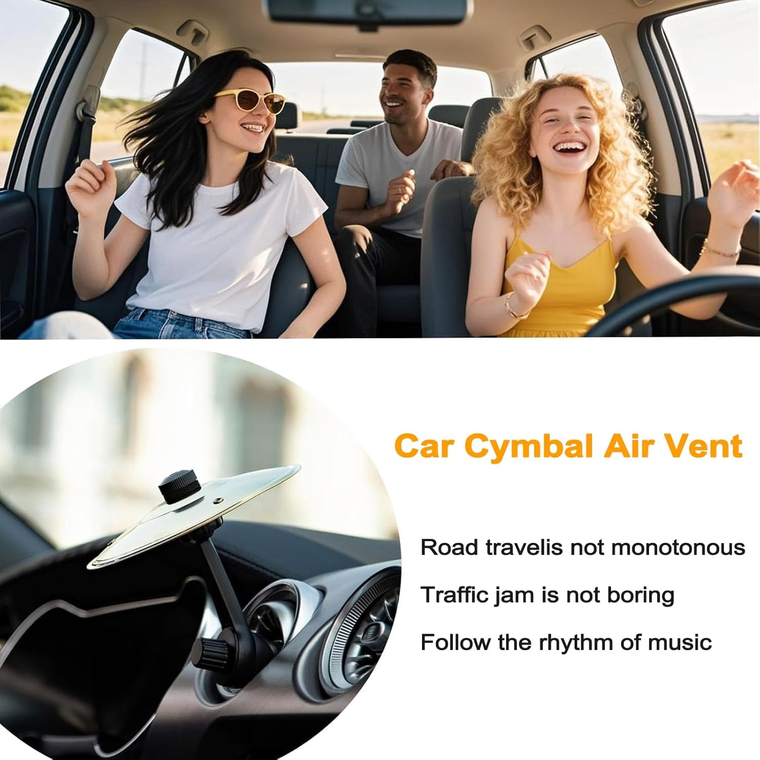 2-Pack Car Cymbal Air Vent Crash Dash Board Cymbal Drum Symbol Dashboard Drums Mini Mount Drumming Music Mounted Tiny Clip Attachment Set Attaches Small Stand Splash Instrument Drumset Kit