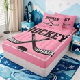 thumbnail image 2 of Erosebridal White Hockey Stick Zipper Queen Comforter Set with Fitted Sheet and 2 Pillowcases,Modern Ice Skater Zipper Bedding Set,Pink Reversible,4-Piece, 2 of 7