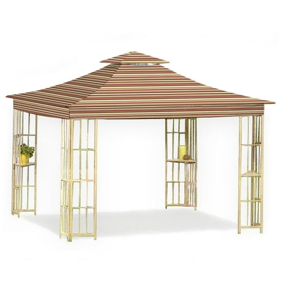 Garden Winds Replacement Canopy Top Cover for the S-J-109 Double Tier Gazebo -Standard 350 - Stripe Canyon