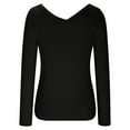 thumbnail image 6 of Lmnyox Women's Long Sleeve V Neck Tops Solid Color Slim Fashion Shirt Trendy Going Out Basic Tops Outfits, 6 of 9