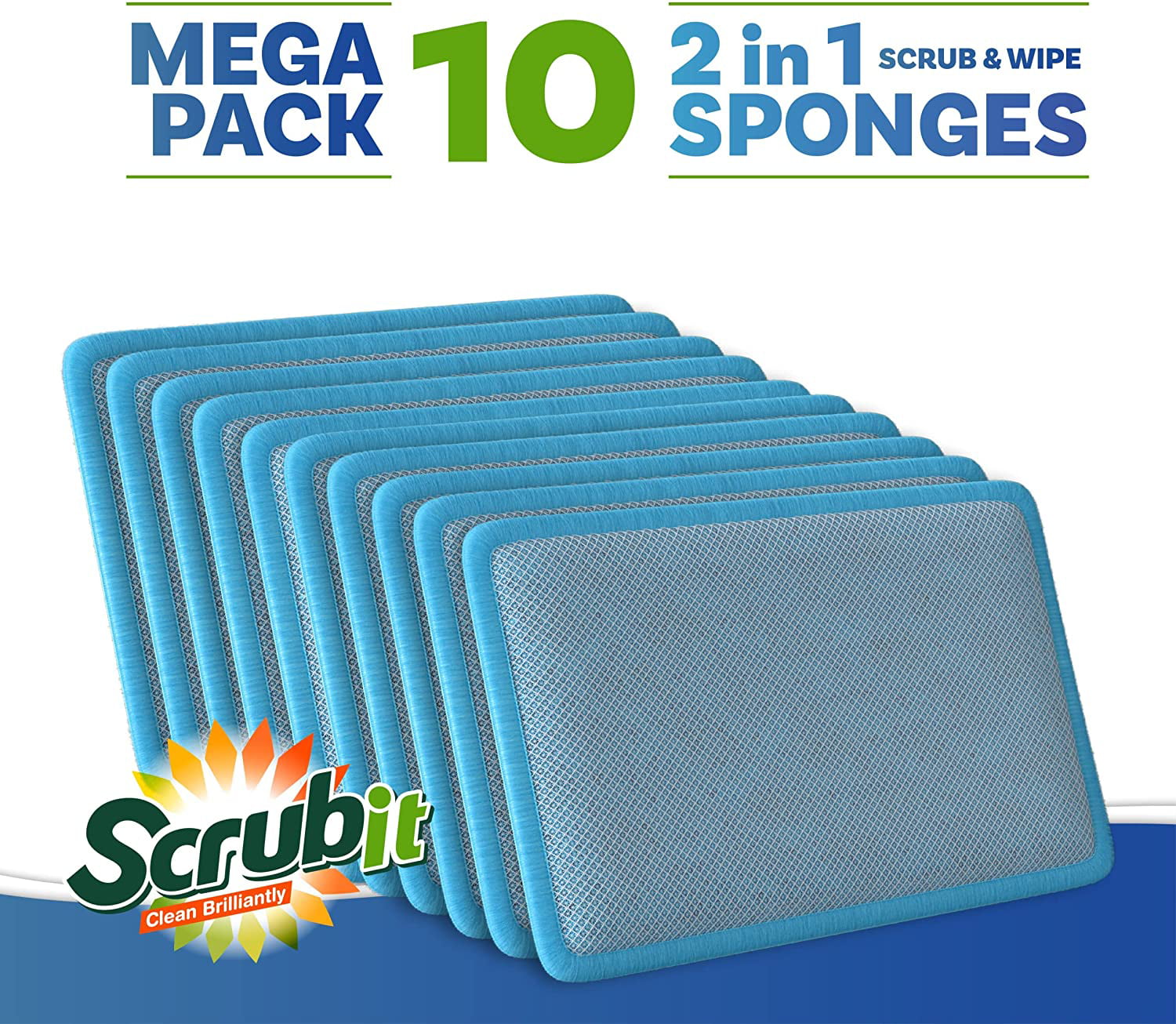 JOLLY Multi-Purpose Double-Faced Sponge, Scouring Pads Dish Washing Scrub  Sponge Stains Removing Cleaning Scrubber Brush Non-Scratch for Kitchen