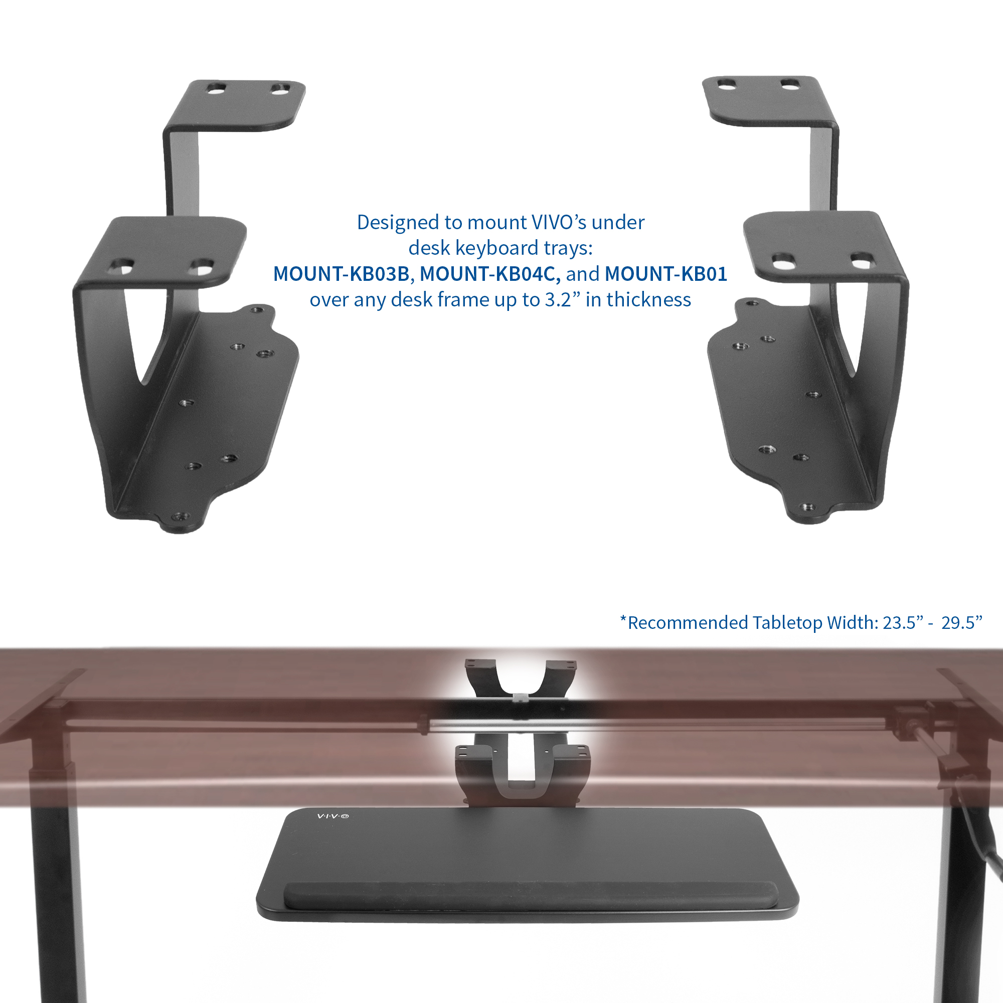VIVO Height Track Spacer for Under Desk Keyboard Mouse Rolling Tray Mount