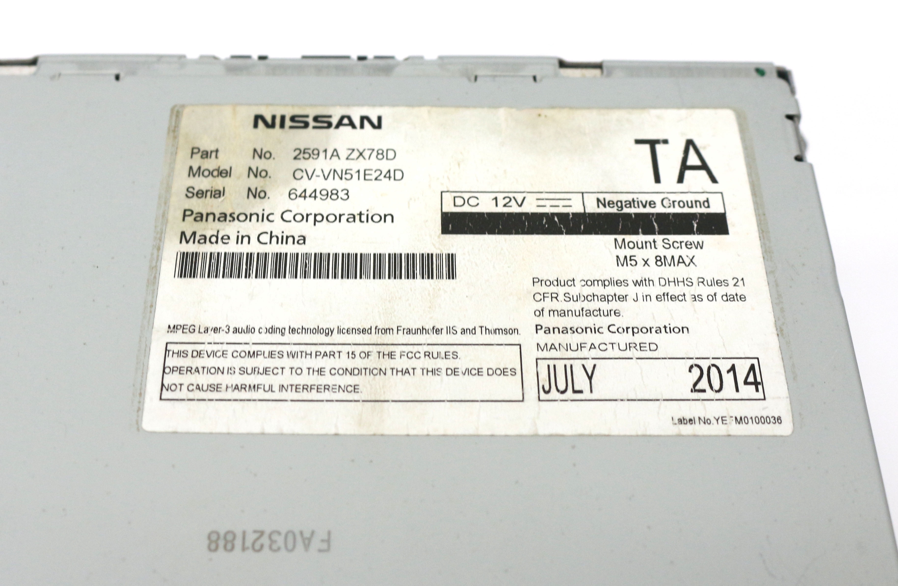 Restored 2010-2015 Nissan Infiniti Armada Maxima EX35 QX60 AM FM XM Radio CD 2591AZX77D (Refurbished)