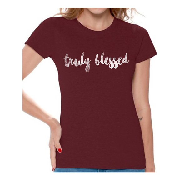 Awkward Styles Thanksgiving T-Shirt Truly Blessed Shirts for Women